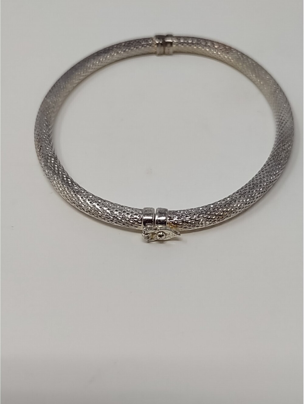 Sterling Silver 925 Textured Bangle Bracelet 9.1g Box Clasp
